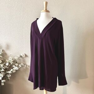 ELOQUII Tunic Blouse 26/28 Plum Purple Long Sleeve V-Neck Top